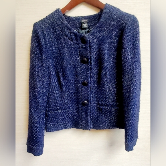 J Crew rare vintage Timeless tweed boucle jacket, 14 deep blue - Picture 4 of 4